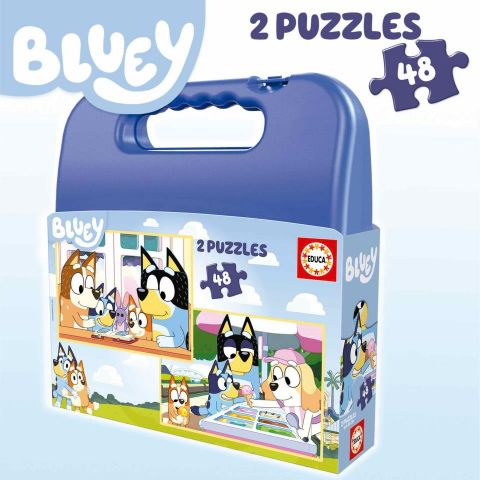 PUZZLE MALETA 2X48 PZAS BLUEY EDUCA