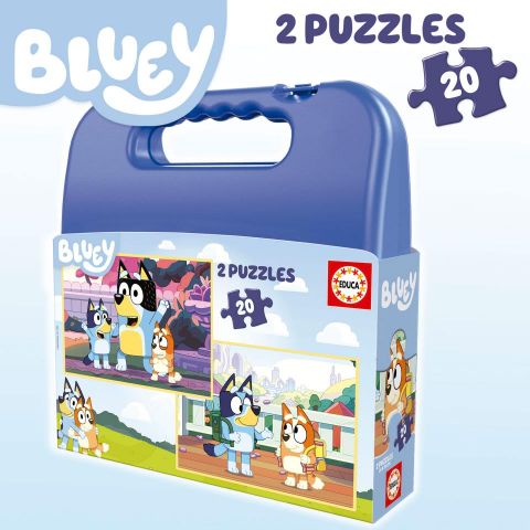 PUZZLE MALETA 2X20 PZAS BLUEY EDUCA