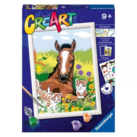 CREART: CABALLO Y GATITOS PINTA POR NÚMEROS RAVENS