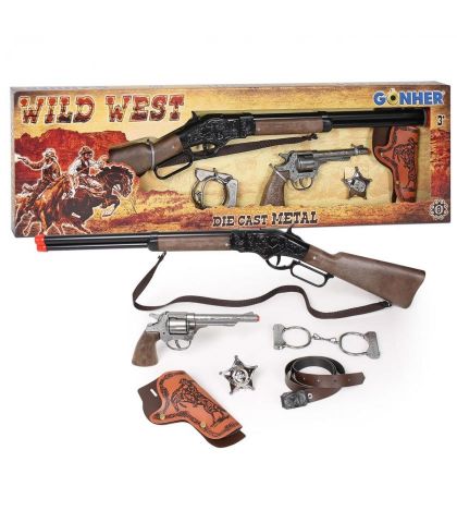 REVOLVER Y RIFLE 8 TIROS WILD WEST GONHER