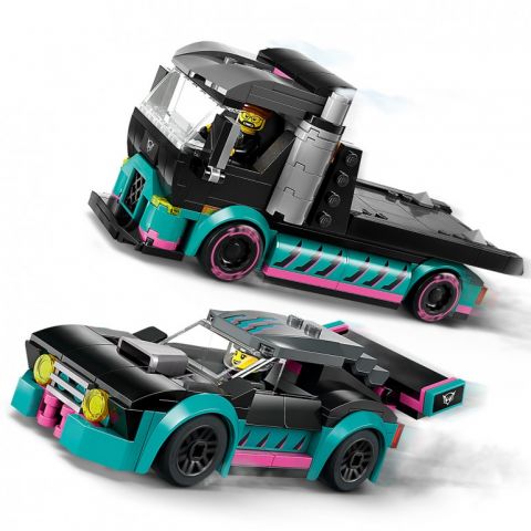 COCHE DE CARRERAS Y CAMIÓN DE TRANSPORTE LEGO CITY