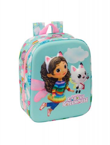 MOCHILA GUARDERÍA 27 CM 3D GABBY DOLLHOUSE SAFTA