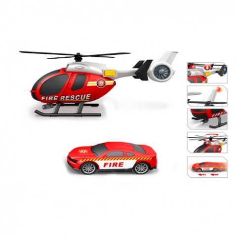 HELICÓPTERO BOMBEROS + COCHE HÉROES DE CIUDAD TACH