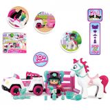 PINYPON COCHE CON REMOLQUE Y CABALLO FAMOSA